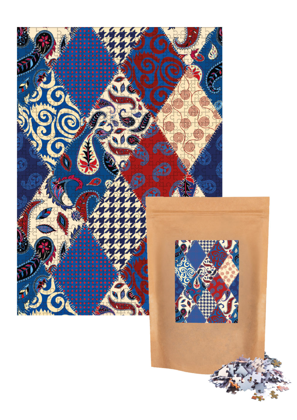 Puzzle Blue Pattern 1000 in an eco bag
