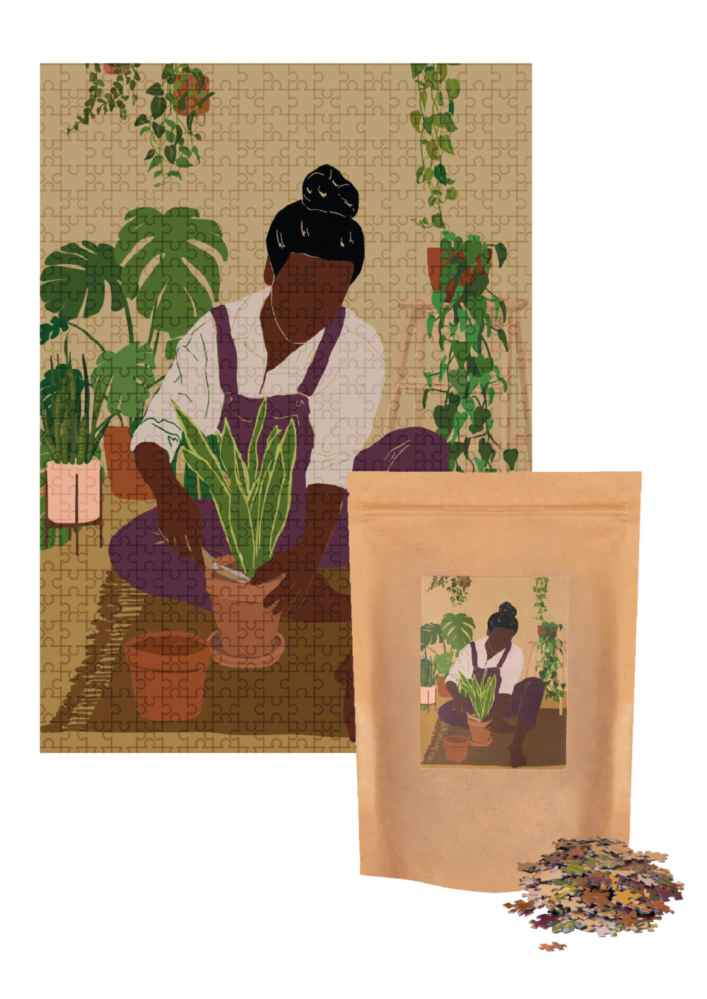 Puzzle Plant Mother 1000 in an eco bag