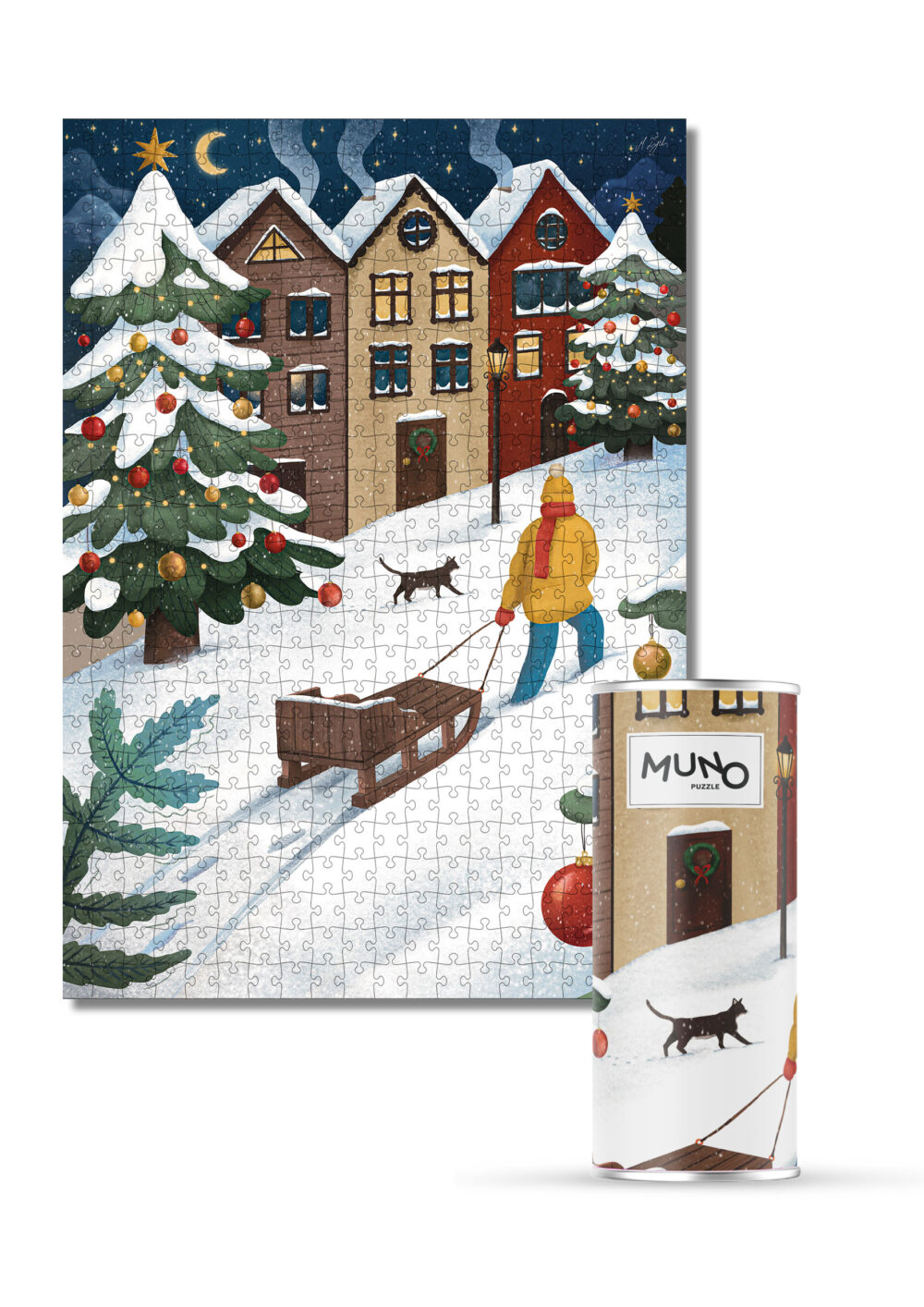 „Snowy Night” by Małgorzata Zych puzzle 500 el. w ozdobnej tubie